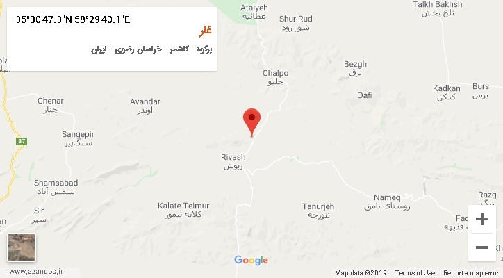 روستای غار بر روی نقشه