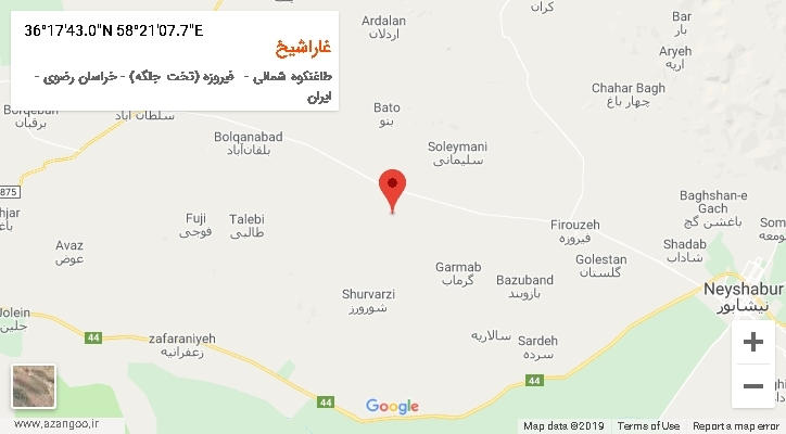روستای غاراشیخ بر روی نقشه