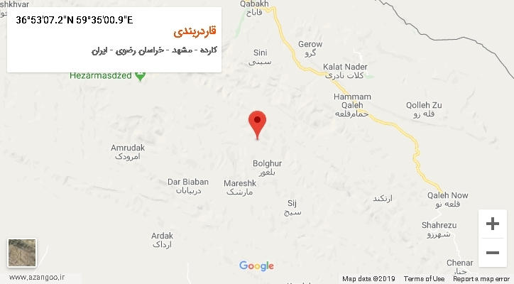 روستای قاردربندی بر روی نقشه