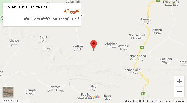 روستای قارون آباد بر روی نقشه