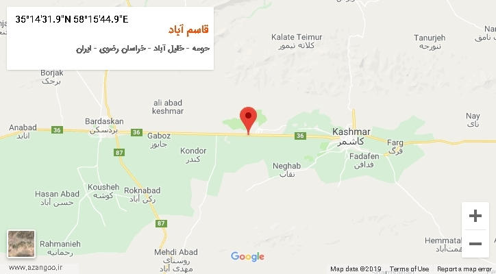 روستای قاسم آباد بر روی نقشه