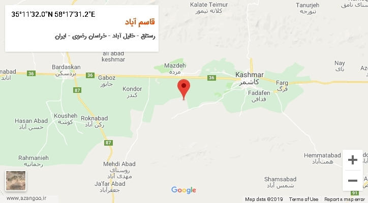 روستای قاسم آباد بر روی نقشه