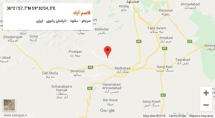 روستای قاسم آباد بر روی نقشه
