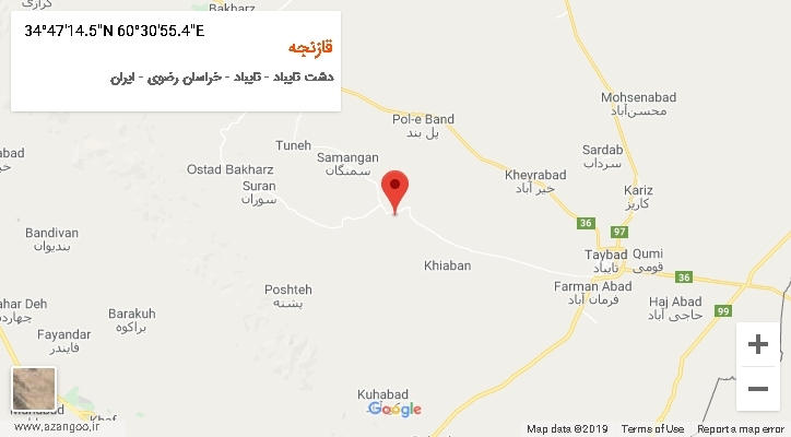 روستای قازنجه بر روی نقشه