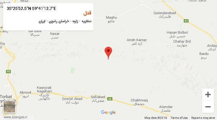 روستای قدل بر روی نقشه