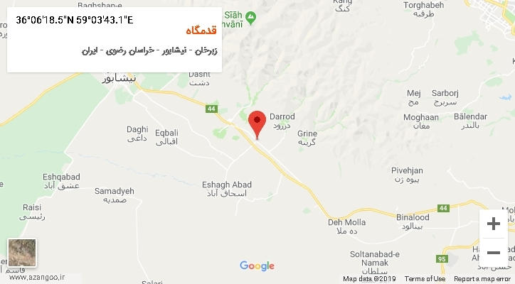 روستای قدمگاه بر روی نقشه