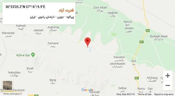 روستای قدرت آباد بر روی نقشه