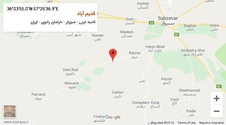 روستای قدیم آباد بر روی نقشه