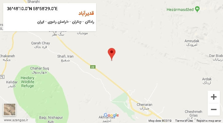 روستای قدیرآباد بر روی نقشه