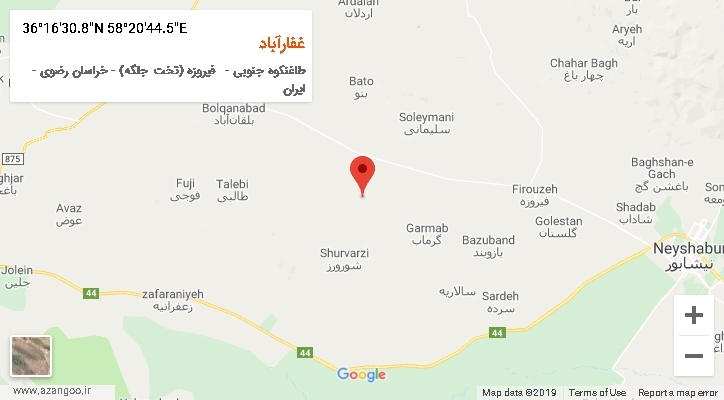 روستای غفارآباد بر روی نقشه