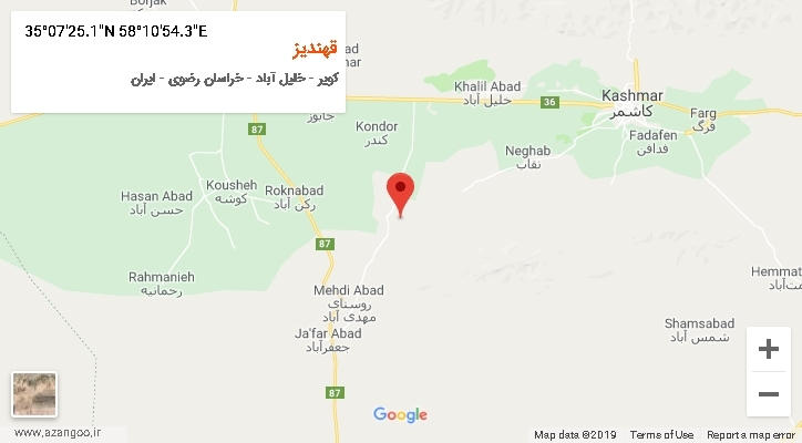 روستای قهندیز بر روی نقشه