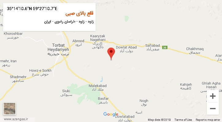 روستای قلع بالای صبی بر روی نقشه