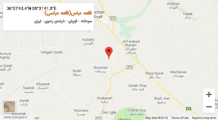 روستای قلعه عباس(قلعه عباسی) بر روی نقشه