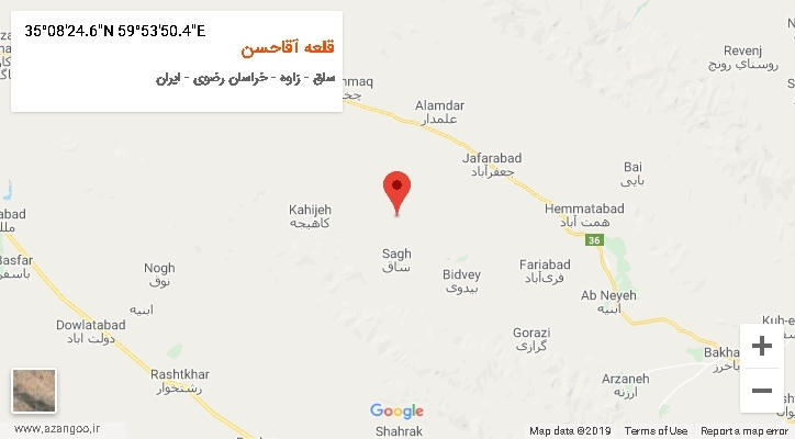 روستای قلعه آقاحسن بر روی نقشه