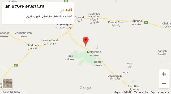روستای قلعه دار بر روی نقشه