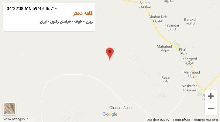 روستای قلعه دختر بر روی نقشه