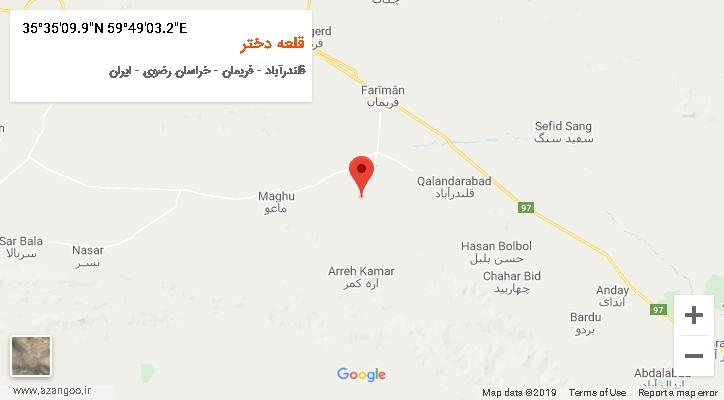 روستای قلعه دختر بر روی نقشه