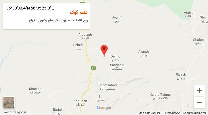 روستای قلعه گوک بر روی نقشه