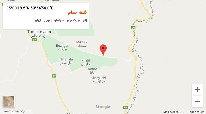 روستای قلعه حمام بر روی نقشه