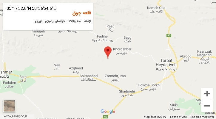 روستای قلعه جوق بر روی نقشه