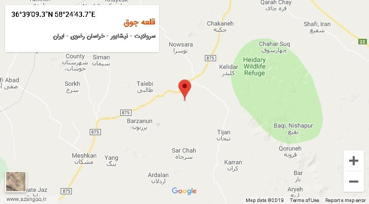 روستای قلعه جوق بر روی نقشه