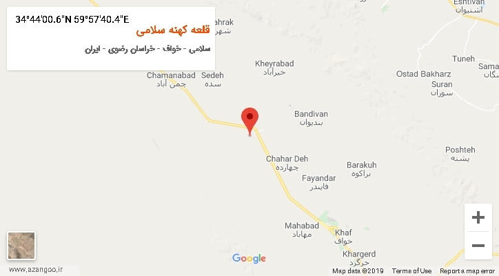 روستای قلعه کهنه سلامی بر روی نقشه