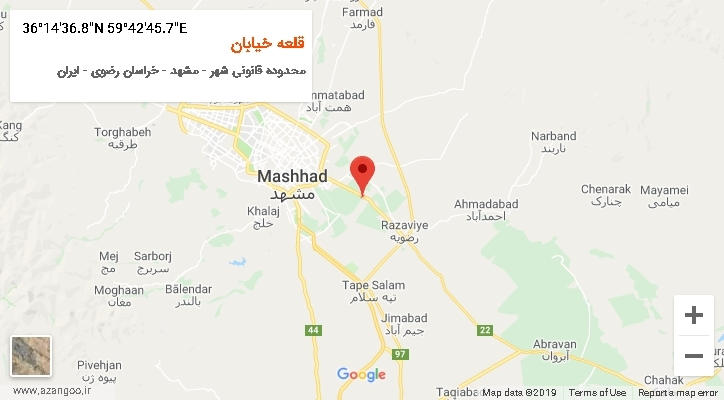 روستای قلعه خیابان بر روی نقشه