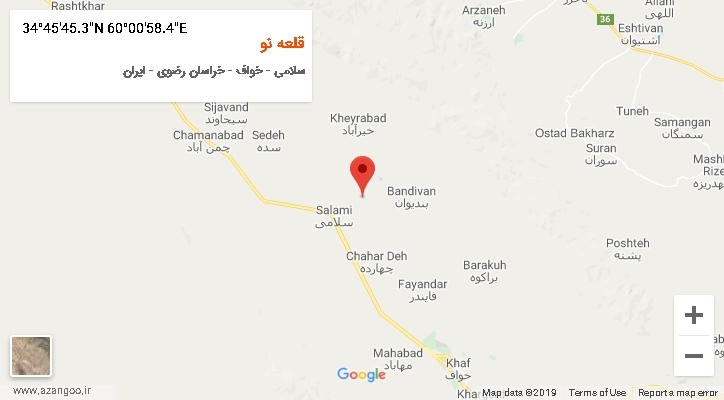روستای قلعه نو بر روی نقشه