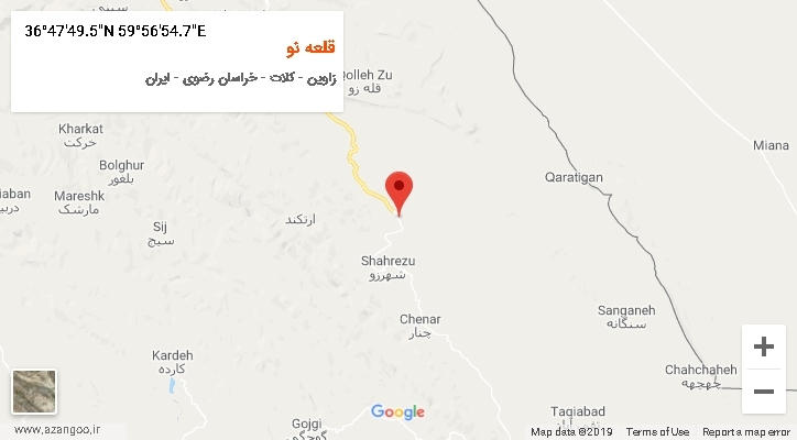 روستای قلعه نو بر روی نقشه