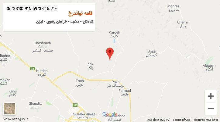 روستای قلعه نواندرخ بر روی نقشه