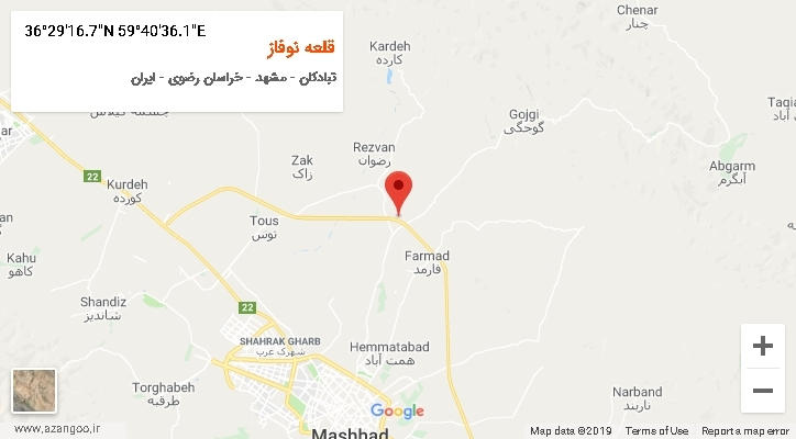 روستای قلعه نوفاز بر روی نقشه