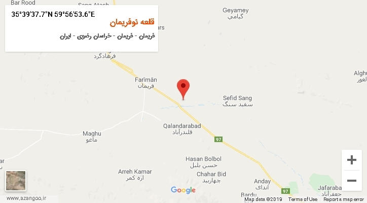 روستای قلعه نوفریمان بر روی نقشه
