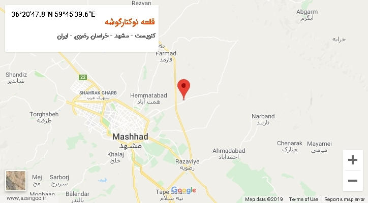 روستای قلعه نوکنارگوشه بر روی نقشه
