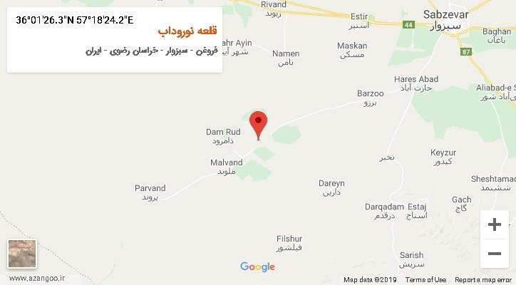 روستای قلعه نوروداب بر روی نقشه