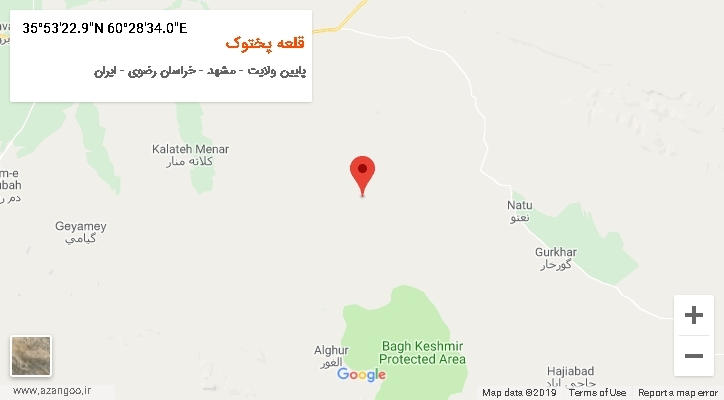 روستای قلعه پختوک بر روی نقشه