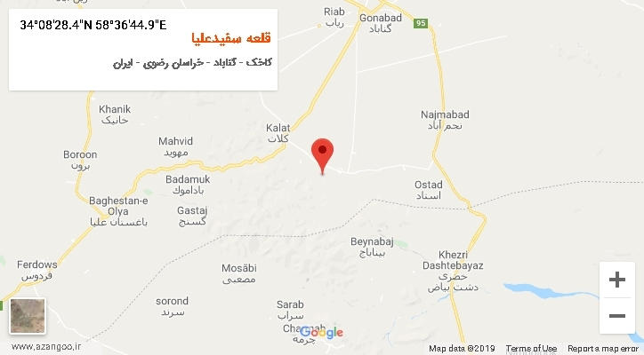 روستای قلعه سفیدعلیا بر روی نقشه
