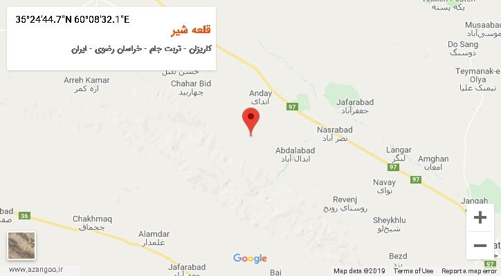 روستای قلعه شیر بر روی نقشه