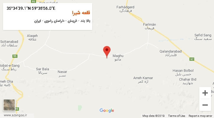 روستای قلعه شیرا بر روی نقشه