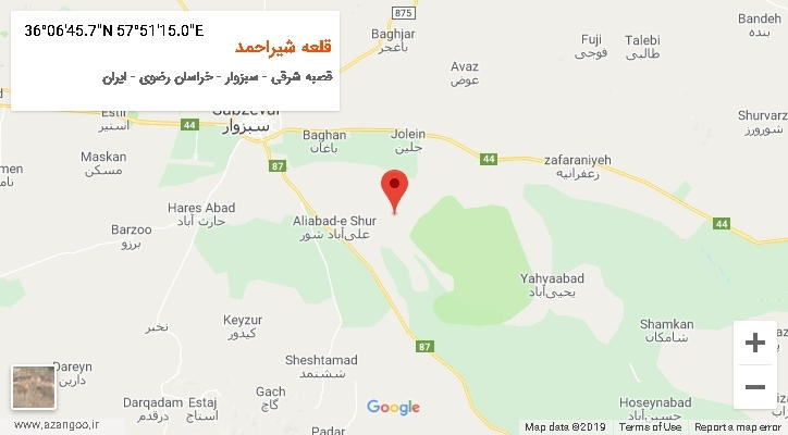 روستای قلعه شیراحمد بر روی نقشه