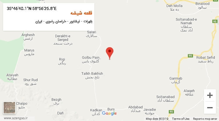 روستای قلعه شیشه بر روی نقشه