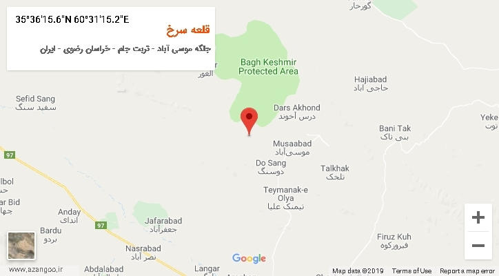 روستای قلعه سرخ بر روی نقشه