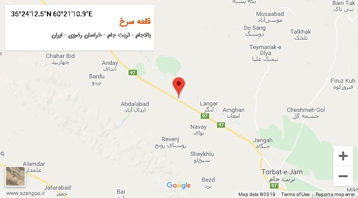روستای قلعه سرخ بر روی نقشه