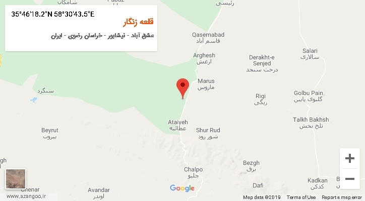 روستای قلعه زنگار بر روی نقشه