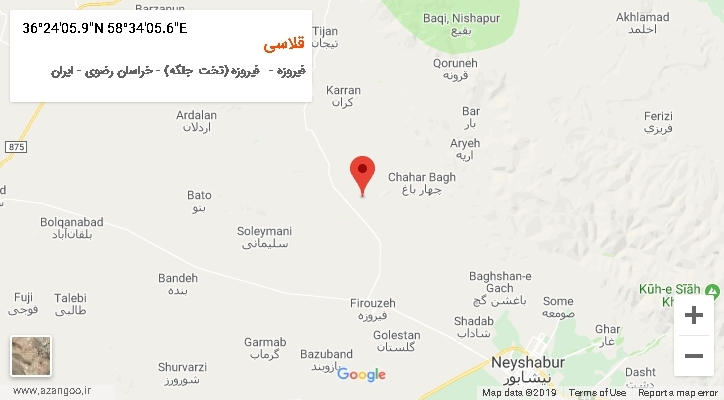 روستای قلاسی بر روی نقشه
