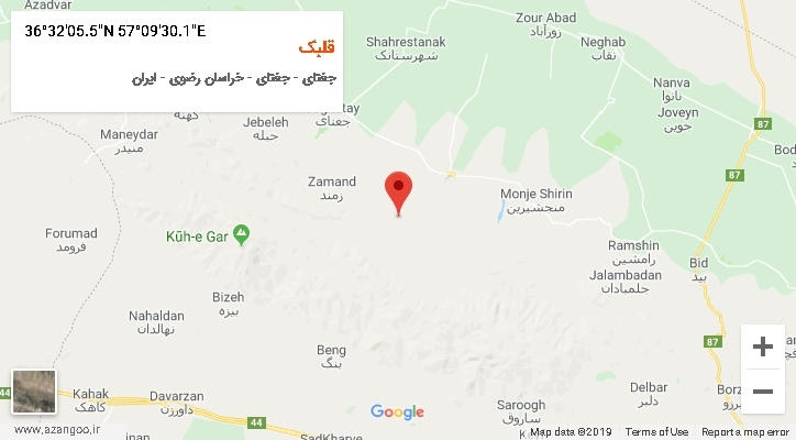 روستای قلبک بر روی نقشه