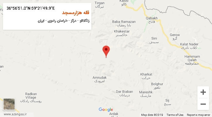 روستای قله هزارمسجد بر روی نقشه