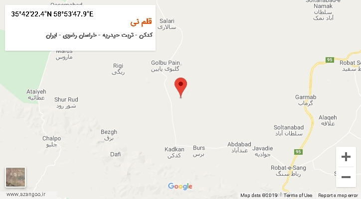 روستای قلم نی بر روی نقشه