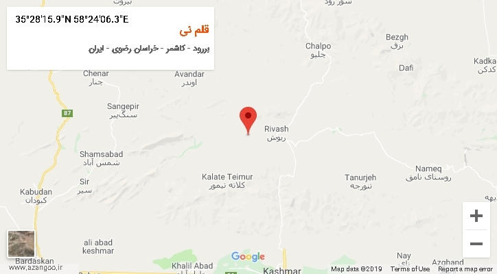 روستای قلم نی بر روی نقشه