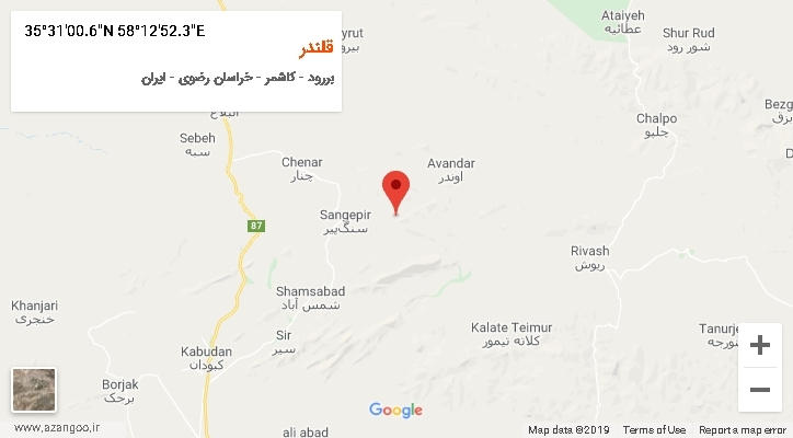 روستای قلندر بر روی نقشه