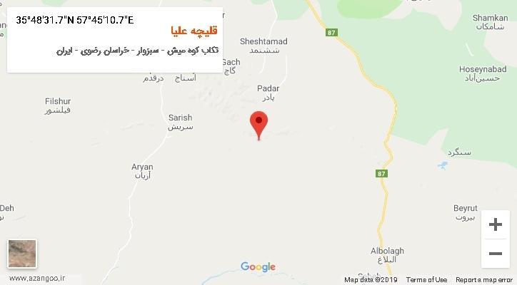 روستای قلیچه علیا بر روی نقشه